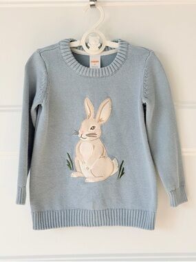 Gymboree Light Blue Sweater with Cream Bunny Applique